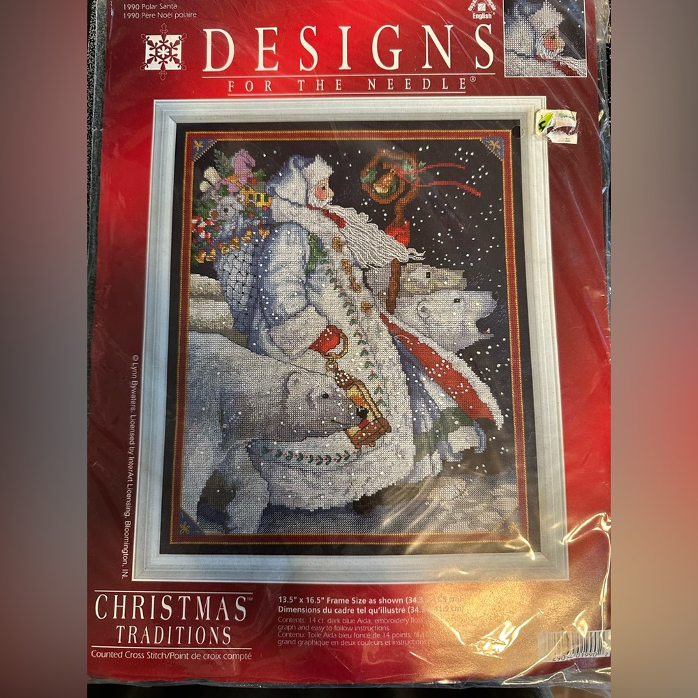 Designs Christmas Cross Stitch Kit with Santa and Polar Bears- complete kit
